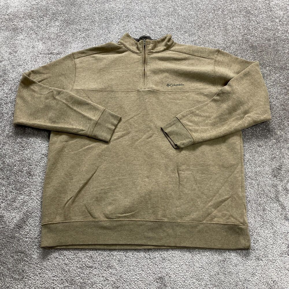 Columbia Hart Mountain Fleece Jacket Men XXL Brown 1/4 Zip High Neck Logo Hiking